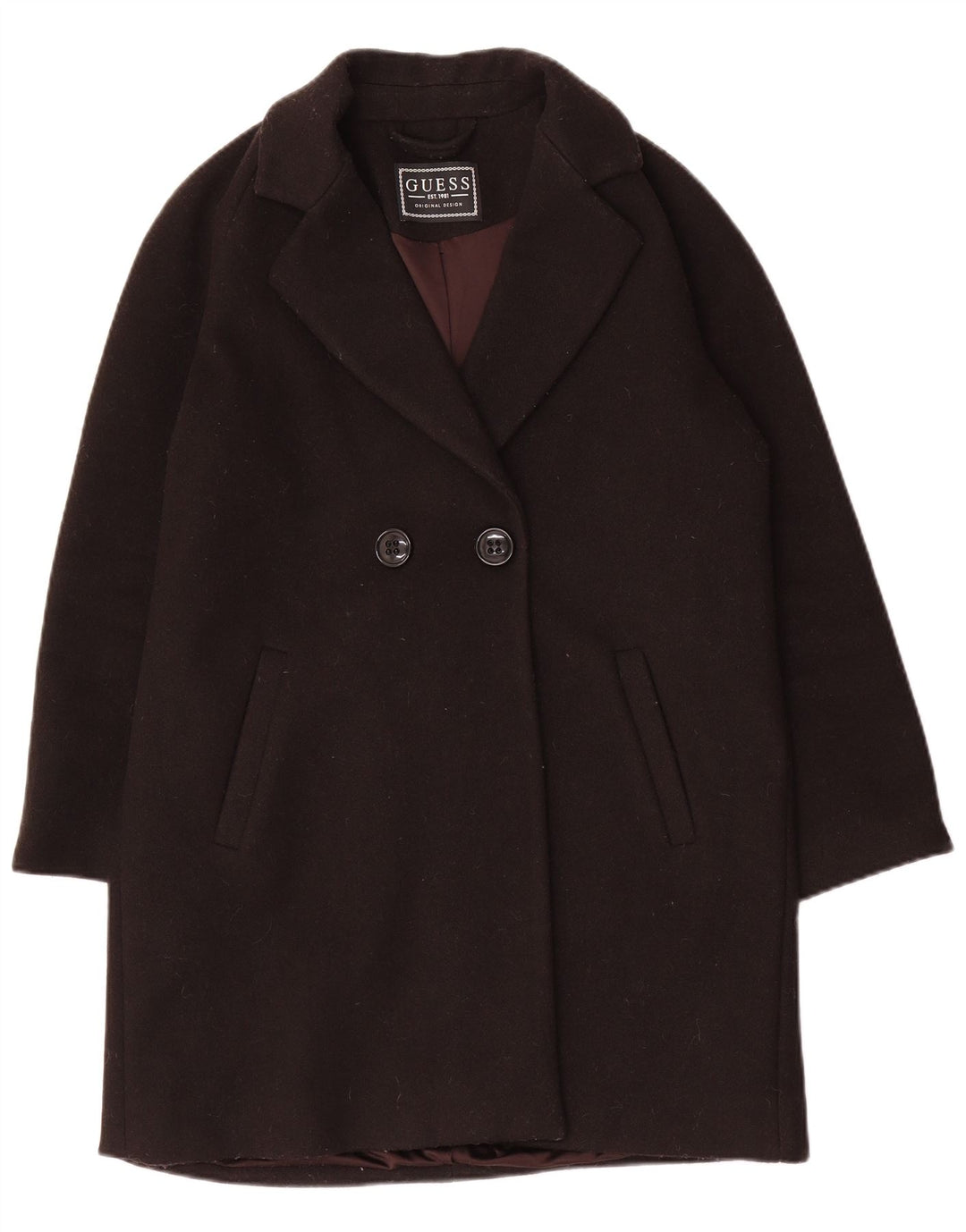 Cappotto doppiopetto oversize da donna Guess UK 10 piccolo poliestere nero