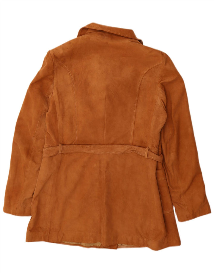 Giacca vintage da donna in pelle scamosciata doppiopetto IT 48 XL Beige