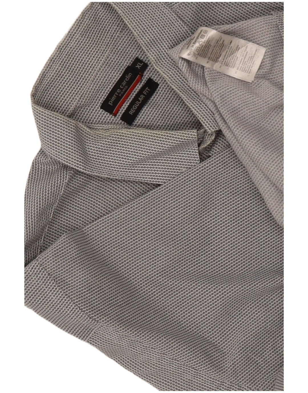Camicia da uomo a maniche corte Regular Fit Pierre Cardin XL grigio Chevron poliestere