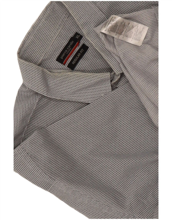 Camicia da uomo a maniche corte Regular Fit Pierre Cardin XL grigio Chevron poliestere