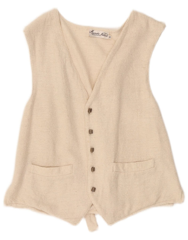 Gilet da donna VINTAGE UK 14 cotone bianco sporco medio