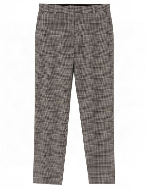 Pantaloni da abito slim da donna Reiss UK 12 Medium W32 L29 Poliestere a quadri grigio