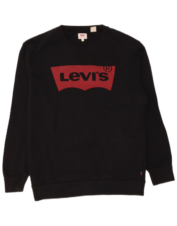 Levi's Felpa con grafica da uomo Maglione grande in cotone nero