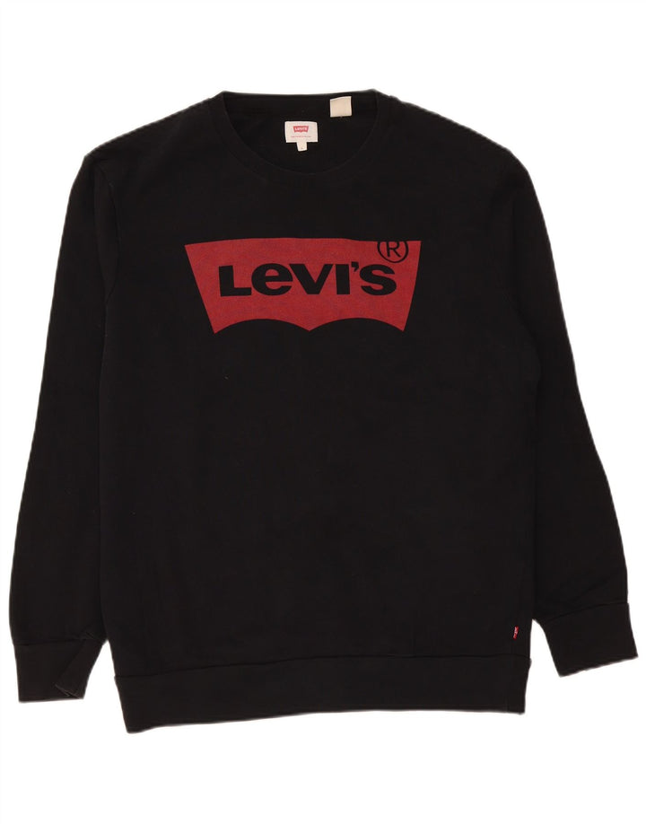 Levi's Felpa con grafica da uomo Maglione grande in cotone nero
