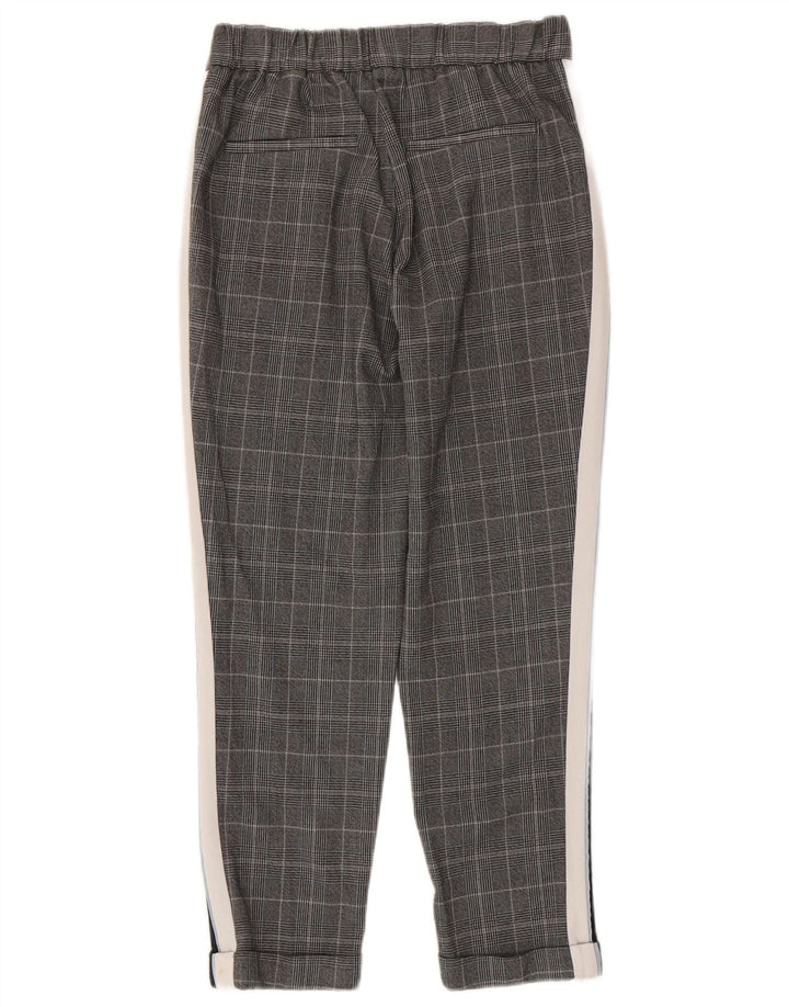 Pantaloni casual slim da donna Zara piccoli W26 L24 poliestere a quadri grigi