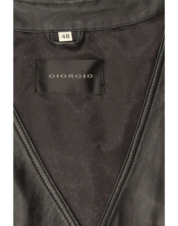 Gilet in pelle da uomo vintage IT 48 piccolo nero