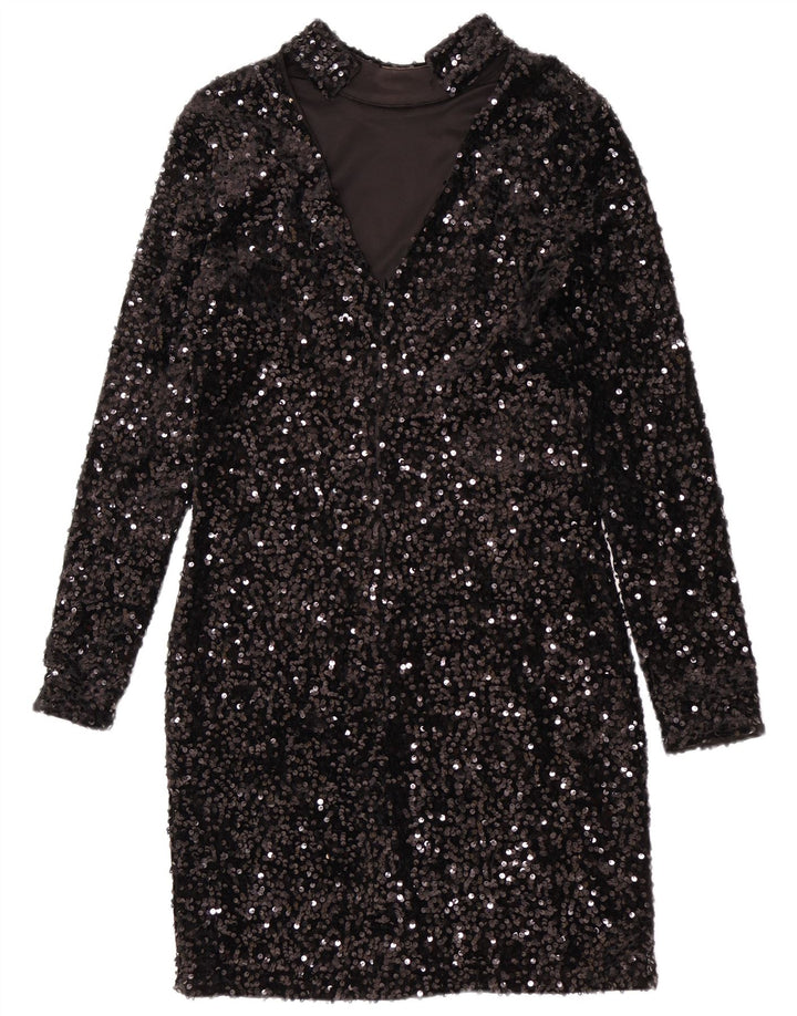 Abito tubino con paillettes da donna Warehouse UK 12 poliestere nero medio