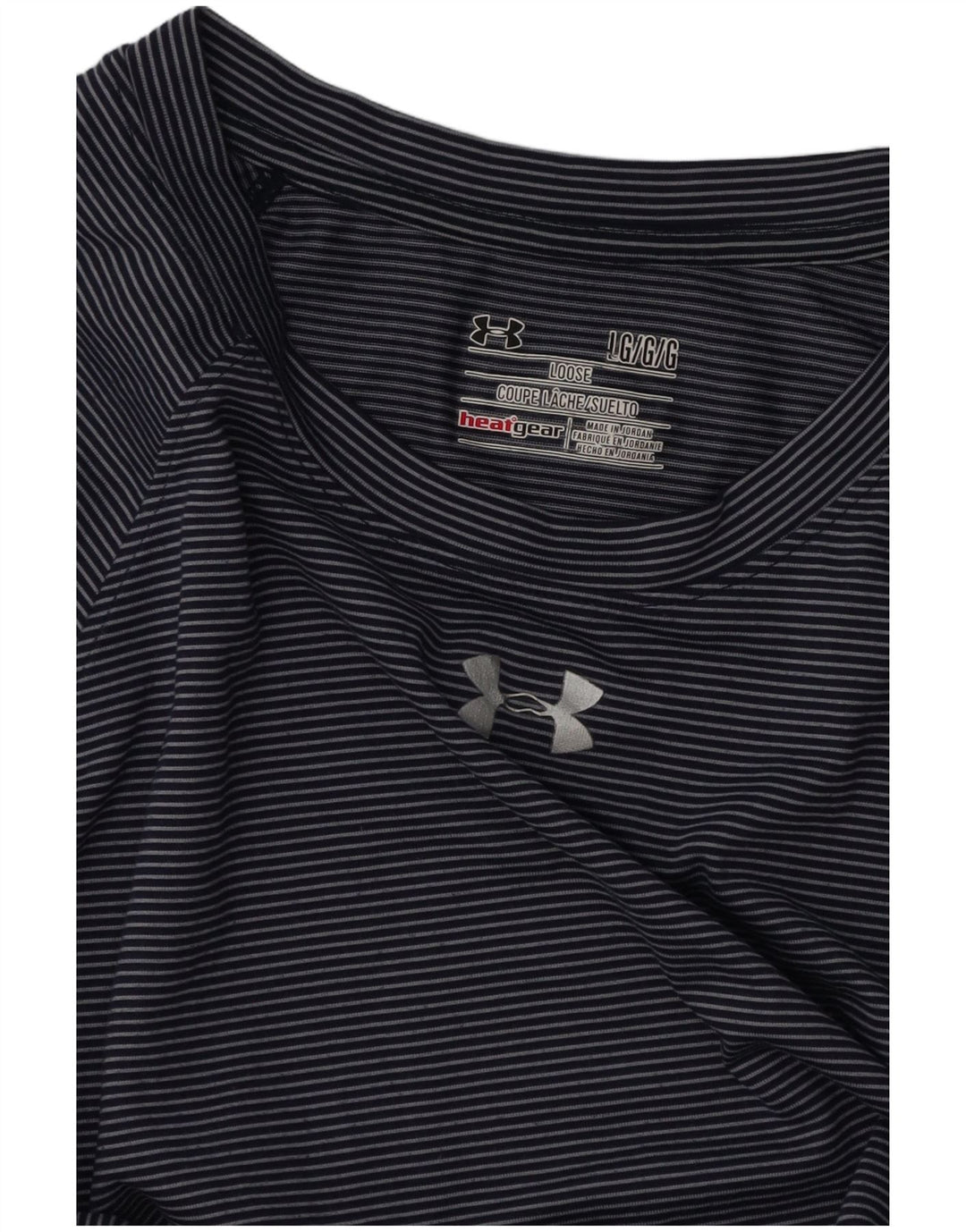 T-shirt Heat Gear da donna UNDER ARMOUR UK 16 grande gessato blu navy
