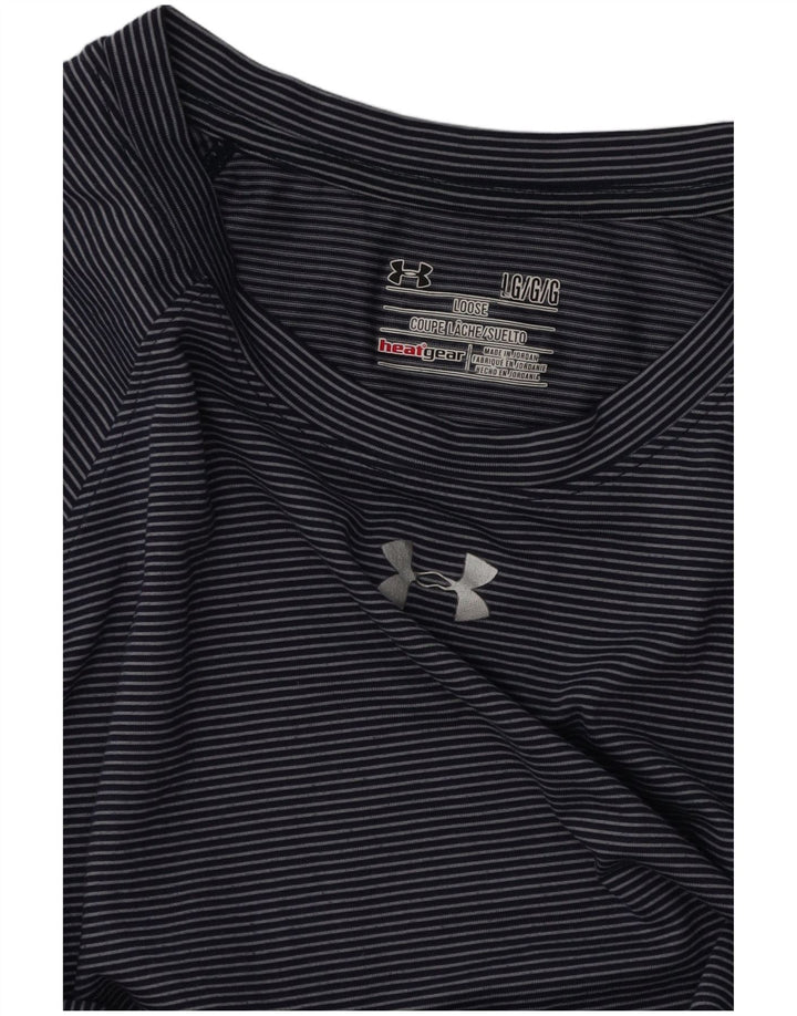 T-shirt Heat Gear da donna UNDER ARMOUR UK 16 grande gessato blu navy