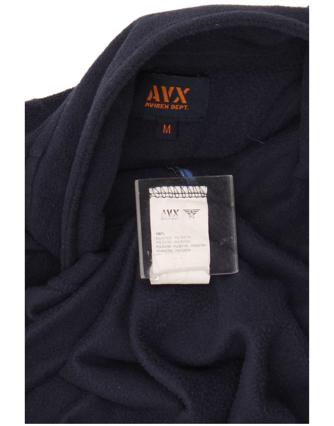 Maglione in pile da uomo Avirex con zip e collo medio in poliestere blu navy