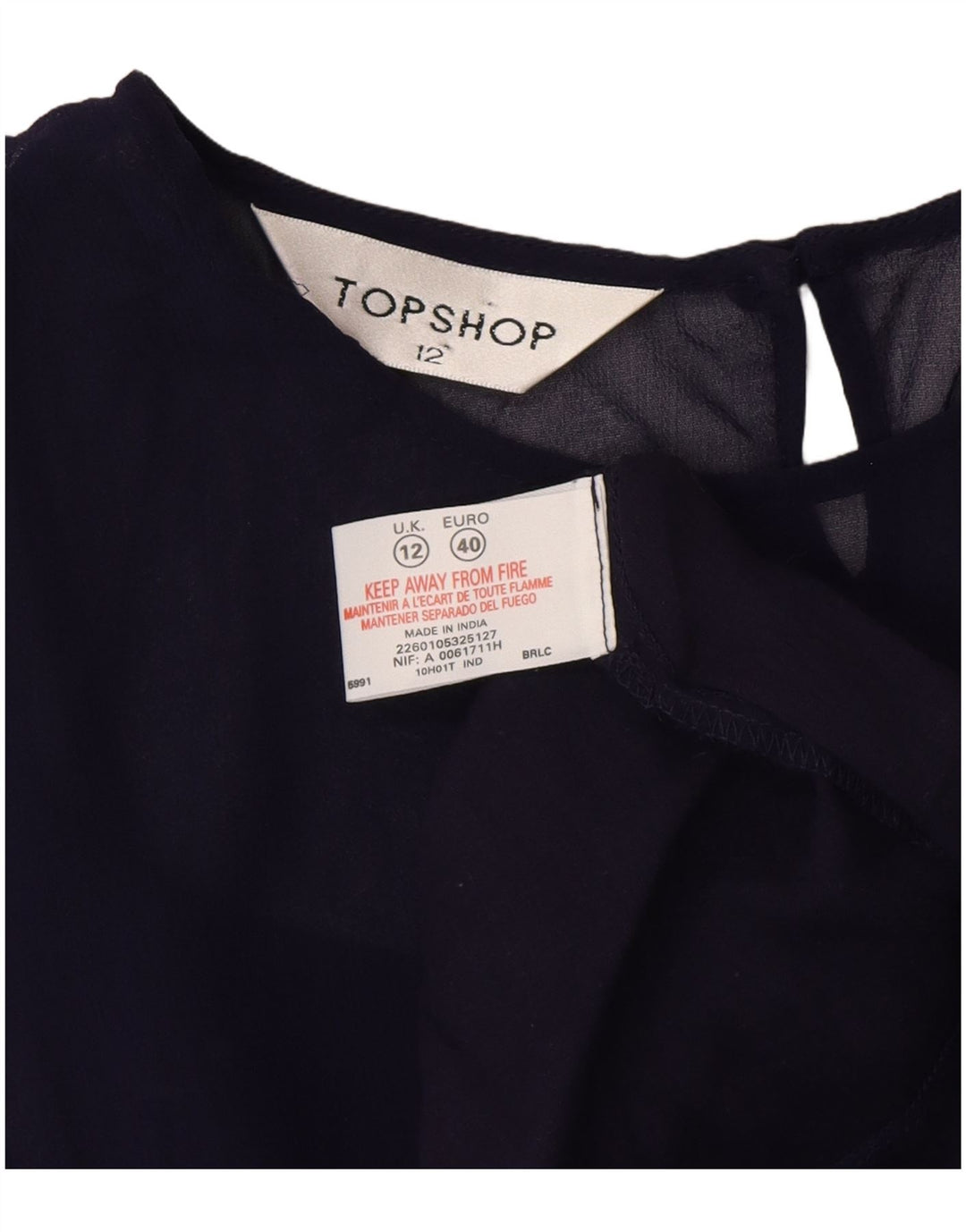 Topshop Abito a trapezio senza maniche da donna UK 12 Viscosa medio blu navy