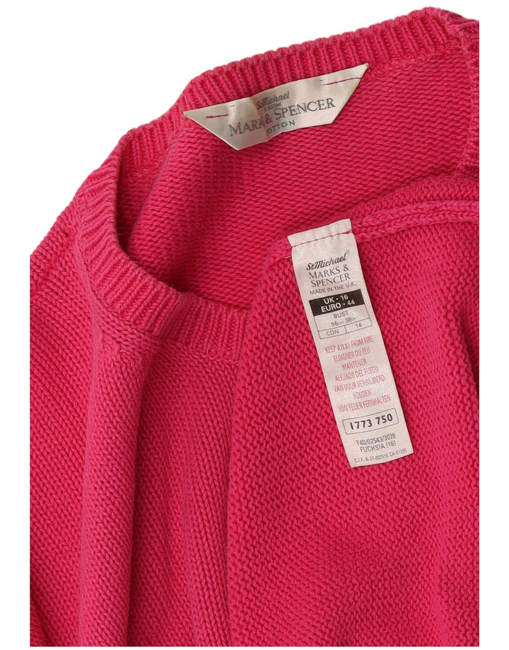 Maglione maglione girocollo oversize da donna Marks & Spencer UK 16 grande rosa