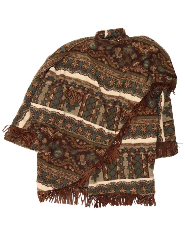 Cappotto poncho aperto da donna Castellani UK 22 3XL Marrone geometrico