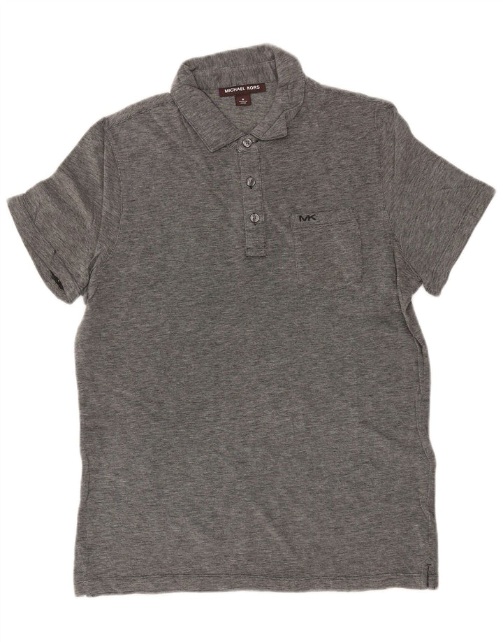 Polo da uomo MICHAEL KORS in cotone screziato grigio medio