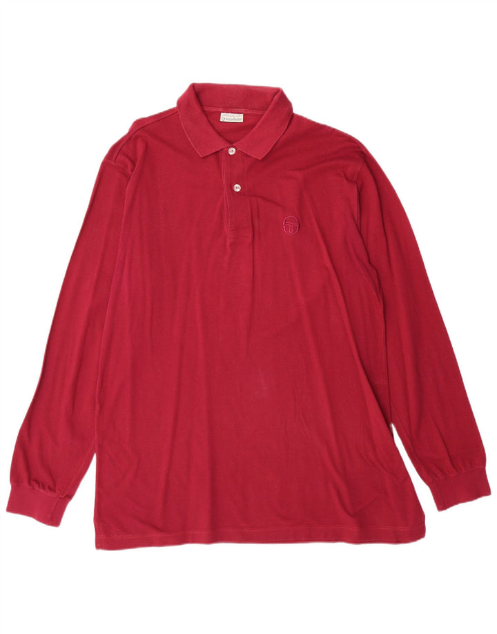 SERGIO TACCHINI Polo da uomo a manica lunga in cotone bordeaux medio