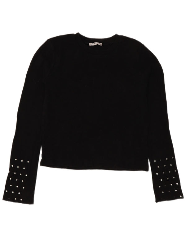 Top corto Zara Trafaluc da donna a maniche lunghe UK 10 piccolo cotone nero