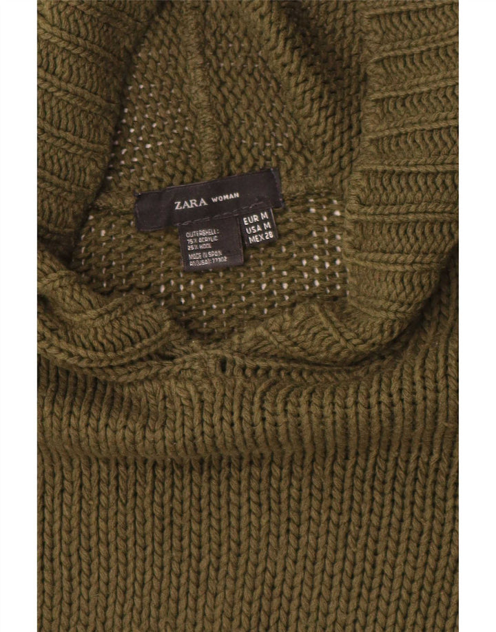Maglione oversize con cappuccio da donna Zara UK 14 Acrilico verde medio