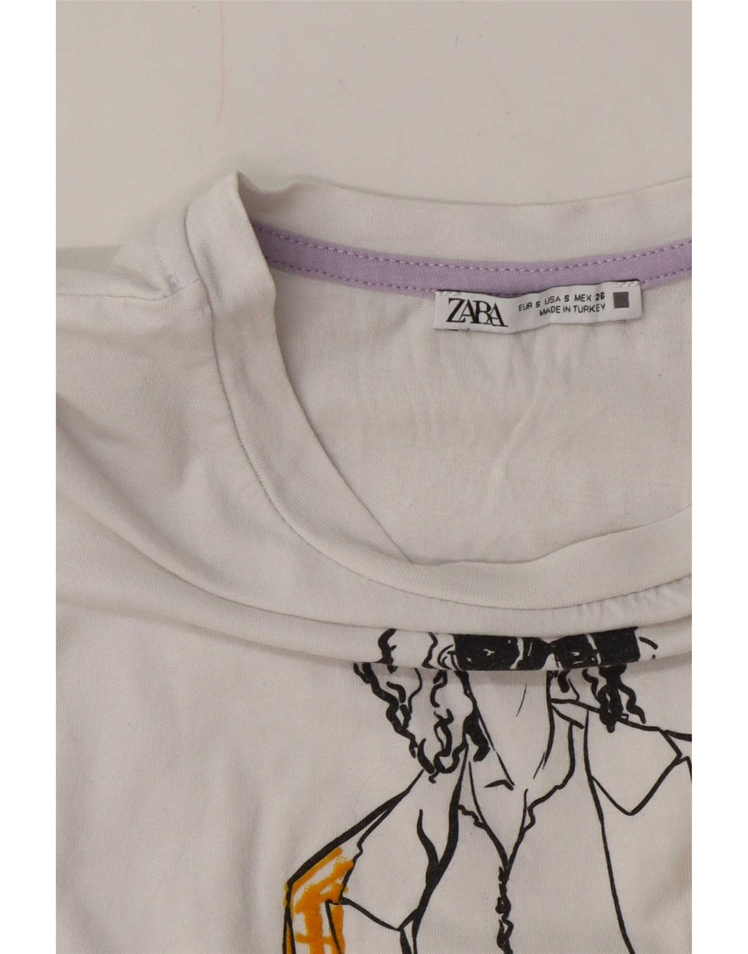 T-shirt grafica oversize da donna Zara UK 10 piccola bianca