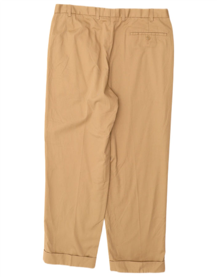 MARKS & SPENCER Pantaloni da abito con pegging da uomo W36 L29 Poliestere beige