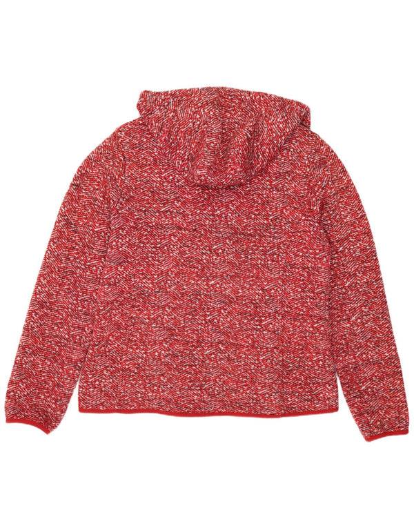 Jack Wolfskin Womens Hooded Tracksuit Top Jacket UK 18 XL Red Chevron