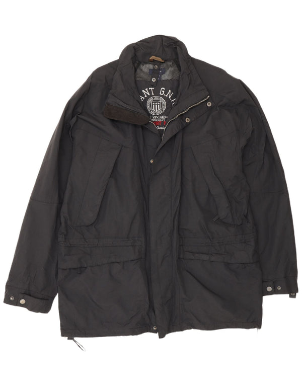Giacca antipioggia da uomo Gant UK 40 Large in nylon blu navy