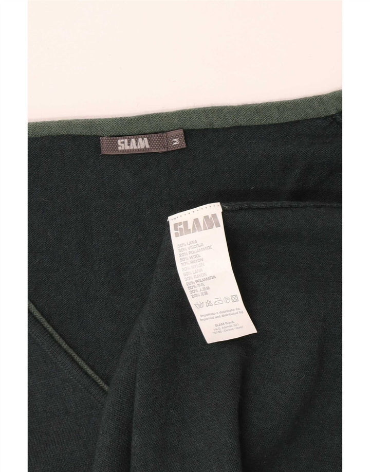 Maglione maglione con scollo a V da donna Slam UK 12 Lana verde medio