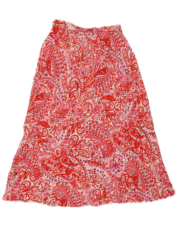 Gonna svasata da donna Marks & Spencer UK 12 media W28 viscosa Paisley rossa