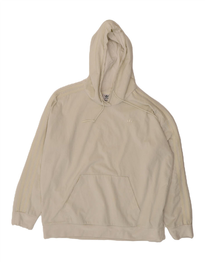 ADIDAS Womens Oversized Hoodie Jumper UK 14 Medium Beige Polyester Vintage Adidas and Second-Hand Adidas from Messina Hembry 