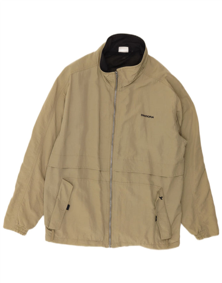 DIADORA Giacca antipioggia da uomo UK 42 XL Khaki Poliammide