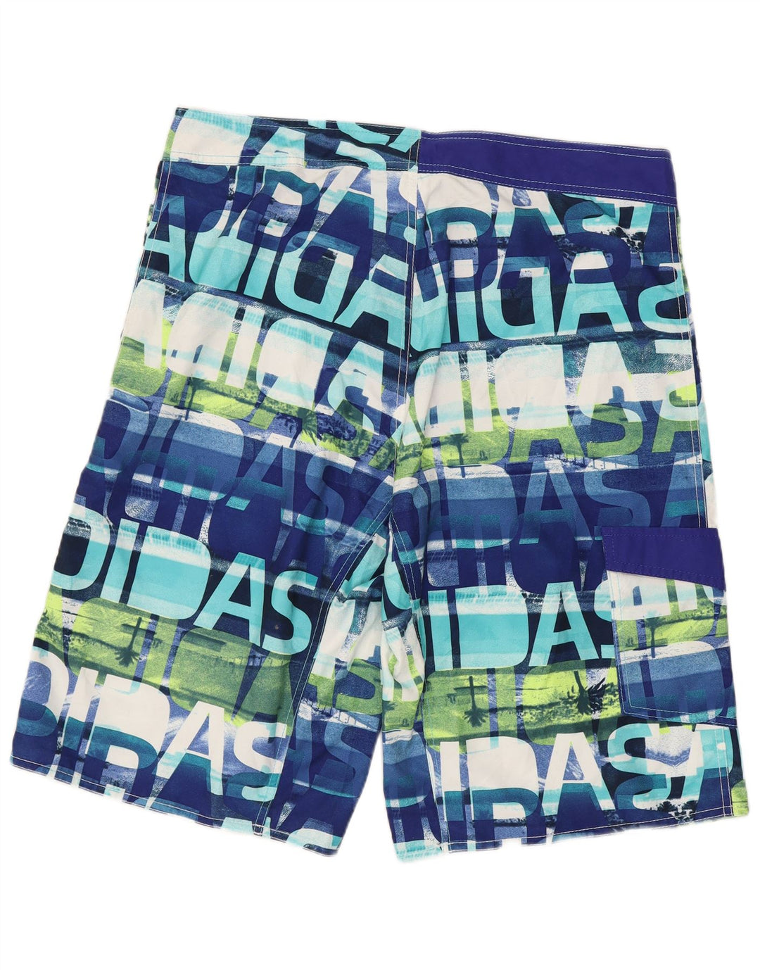 Pantaloncini da bagno Adidas da uomo con motivo grafico astratto, grandi in poliestere blu