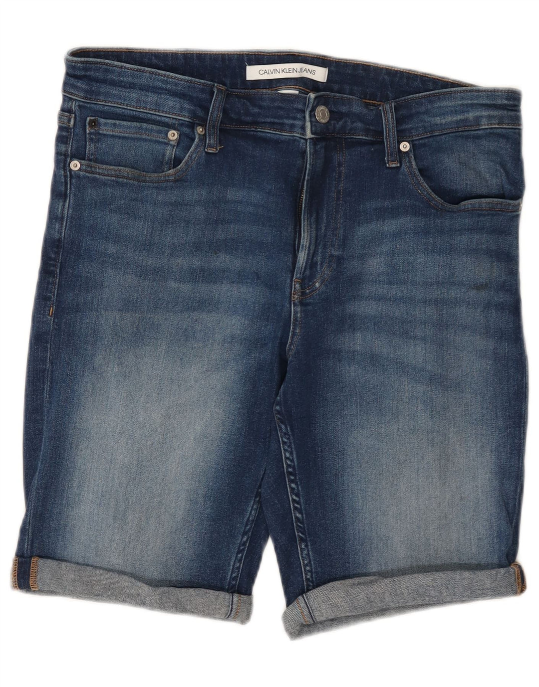 Pantaloncini di jeans da uomo Calvin Klein W32 cotone blu medio