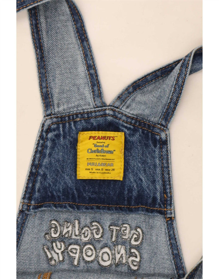 Jeans dritti con grafica salopette da donna Pull & Bear Small W26 L30 Blu