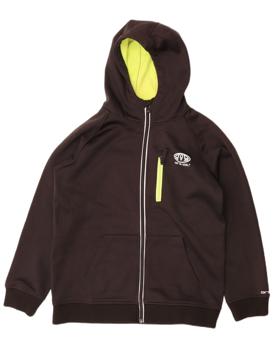 Maglione con cappuccio e zip grafica per ragazzi con animali 15-16 anni in poliestere nero