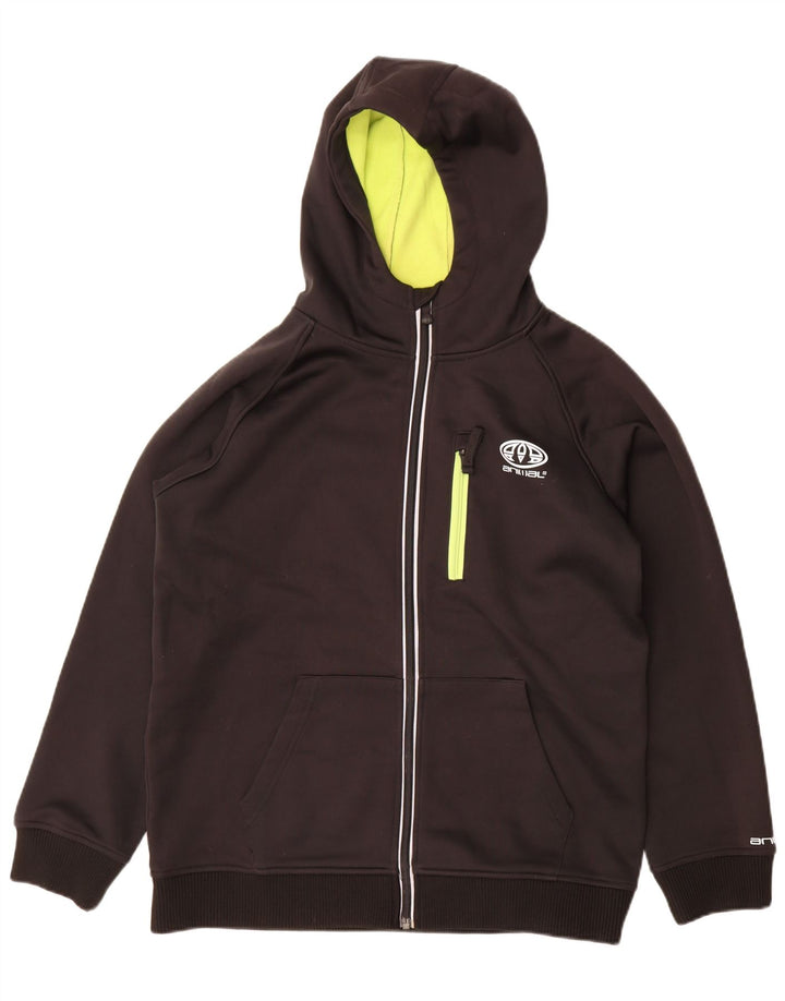 Maglione con cappuccio e zip grafica per ragazzi con animali 15-16 anni in poliestere nero