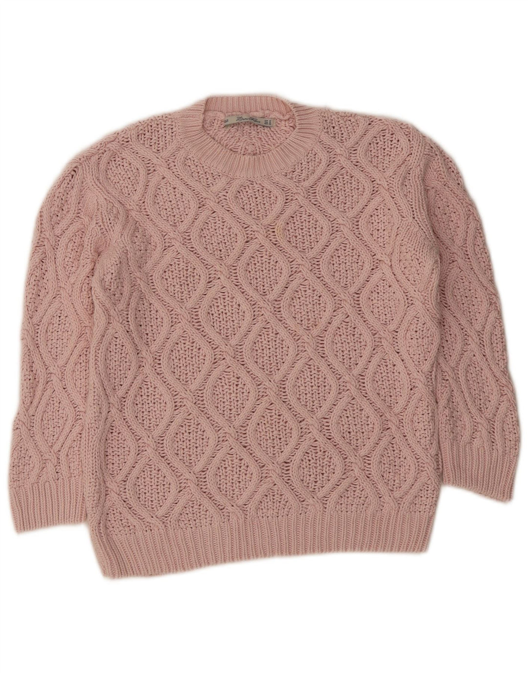Maglione maglione girocollo da donna Zara UK 14 cotone rosa medio