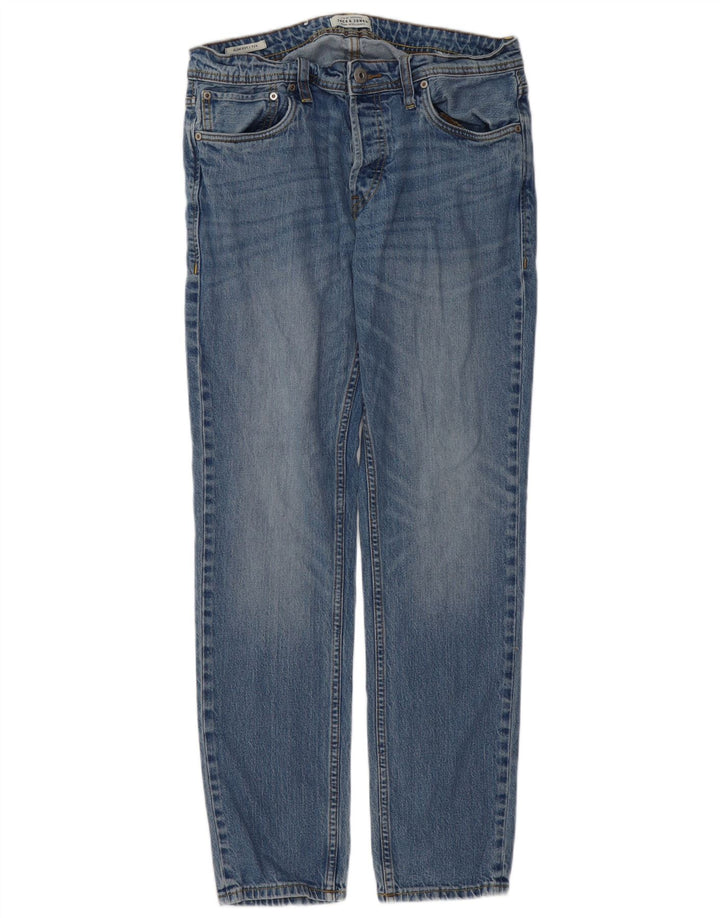 Jack & Jones Uomo Tim Slim Jeans W32 L32 Cotone Blu