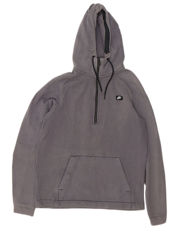 Maglia con cappuccio e zip Nike da uomo in cotone grigio medio