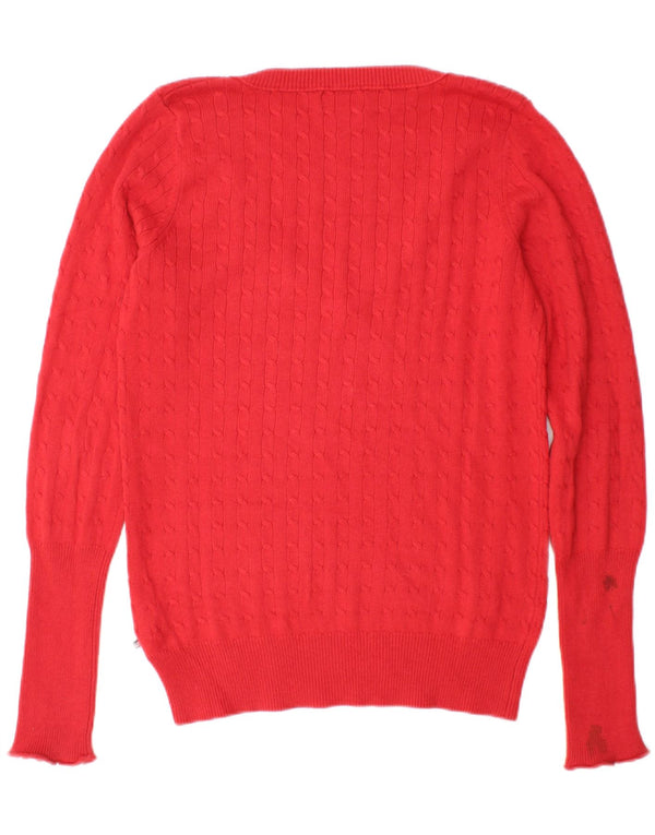 Polo Ralph Lauren Maglione da donna con scollo a V UK 14 Grande cotone bordeaux