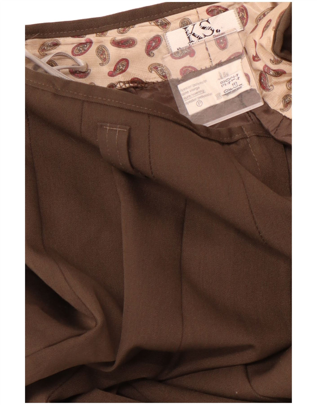 Gonna a trapezio pieghettata a vita alta da donna VINTAGE UK 12 media W28 marrone