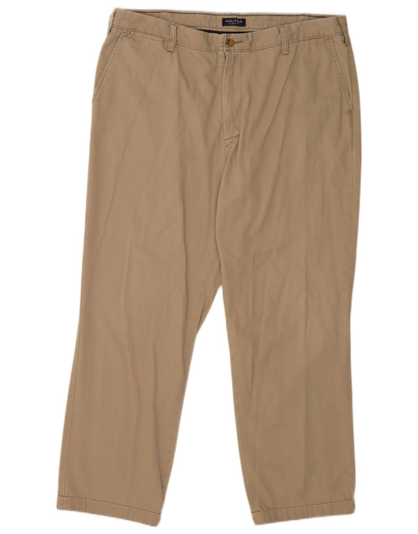 Pantaloni chino dritti da uomo Nautica vestibilità classica W40 L32 cotone beige