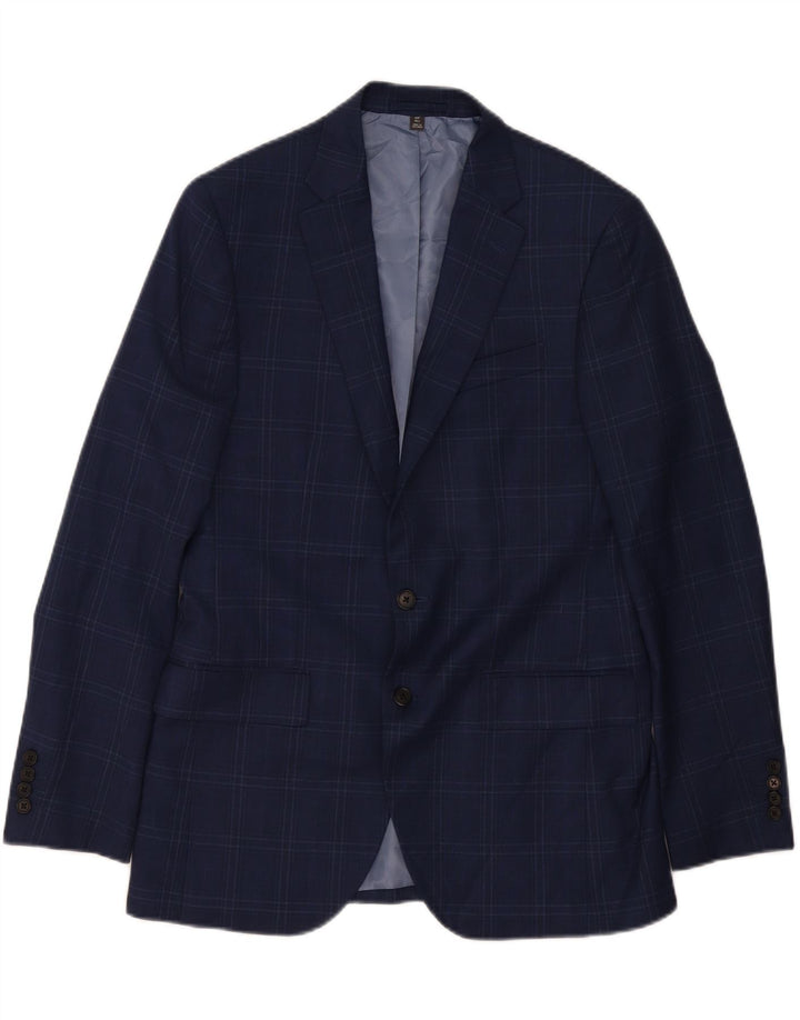 MARKS & SPENCER Giacca blazer da uomo a 2 bottoni UK 40 medio blu navy a quadri