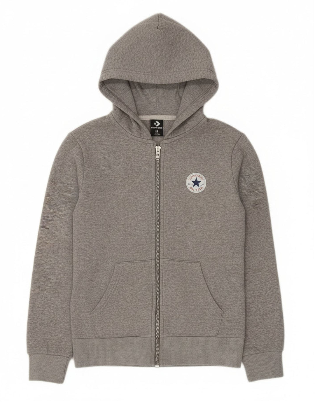 Maglione con cappuccio e zip Converse per ragazzi 10-11 anni in cotone screziato grigio medio