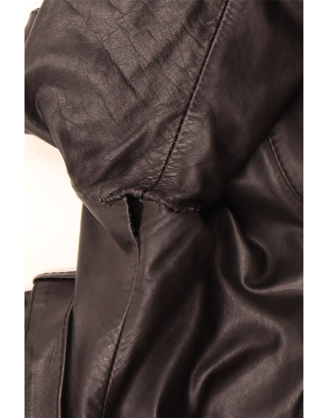 Cappotto vintage da donna in pelle doppio petto IT 46 grande nero