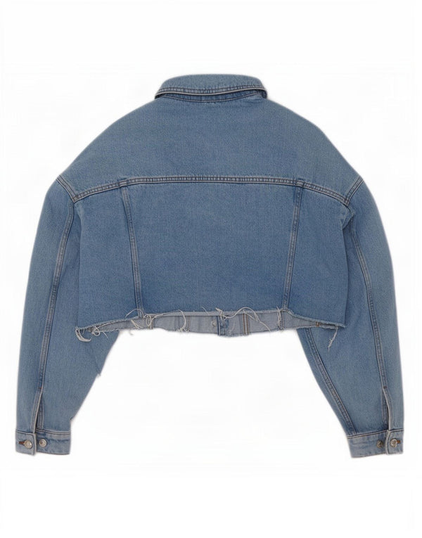 Topshop Donna Crop Giacca di jeans oversize UK 6 XS Blu Cotone