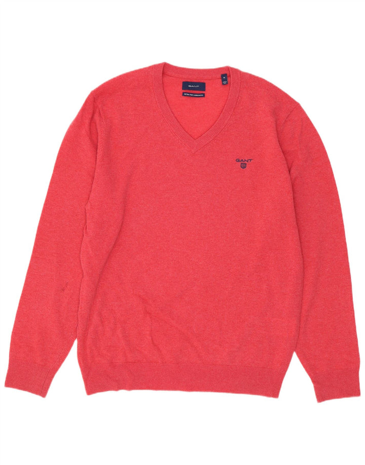Gant Maglione da uomo con scollo a V in lana d'agnello rosa medio