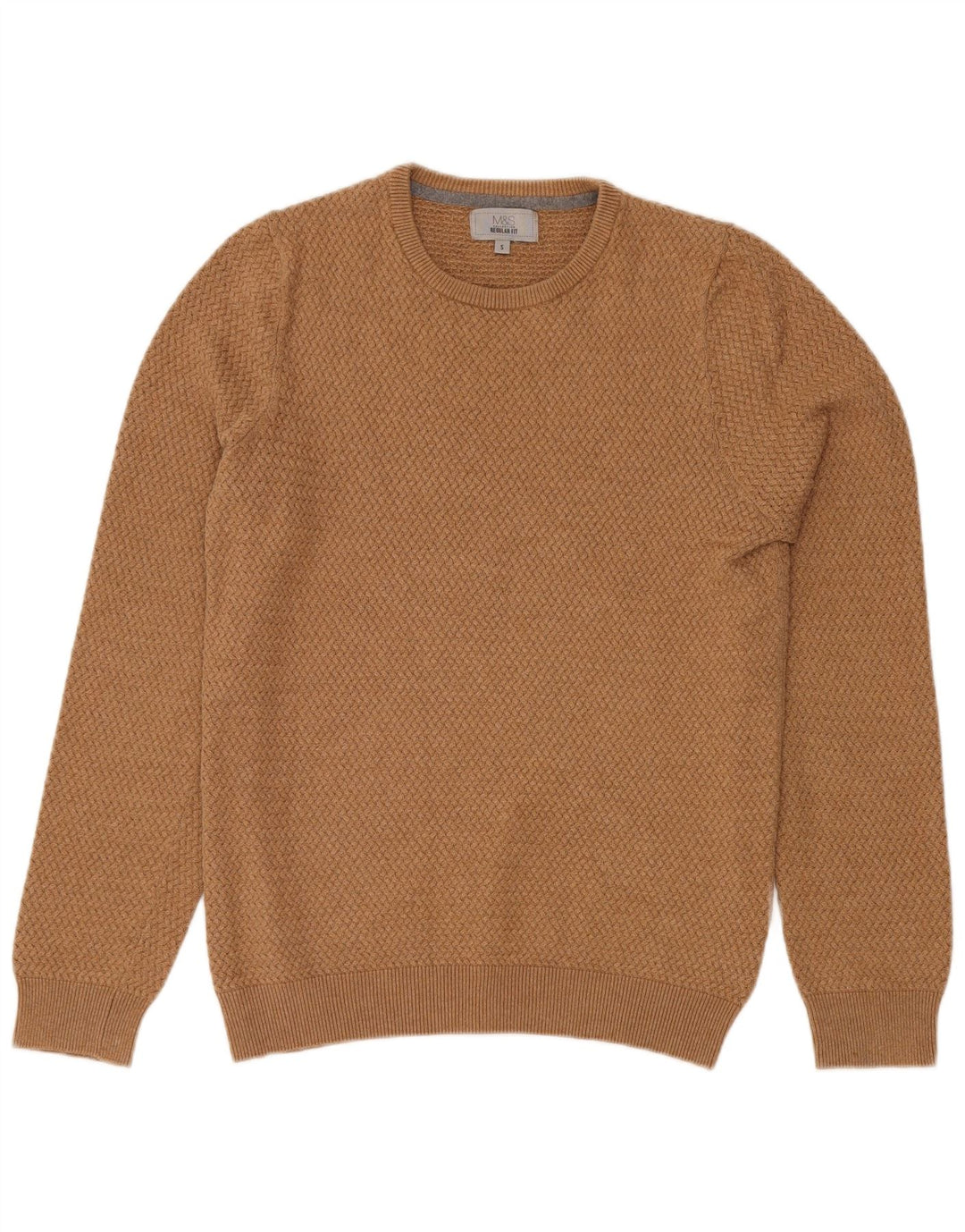 MARKS & SPENCER Maglione da uomo girocollo vestibilità regolare piccolo beige