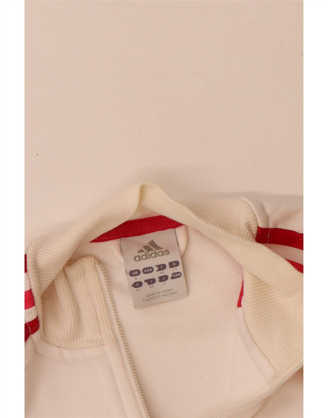 Giacca da ginnastica grafica da donna Adidas UK 8 Small in poliestere bianco sporco