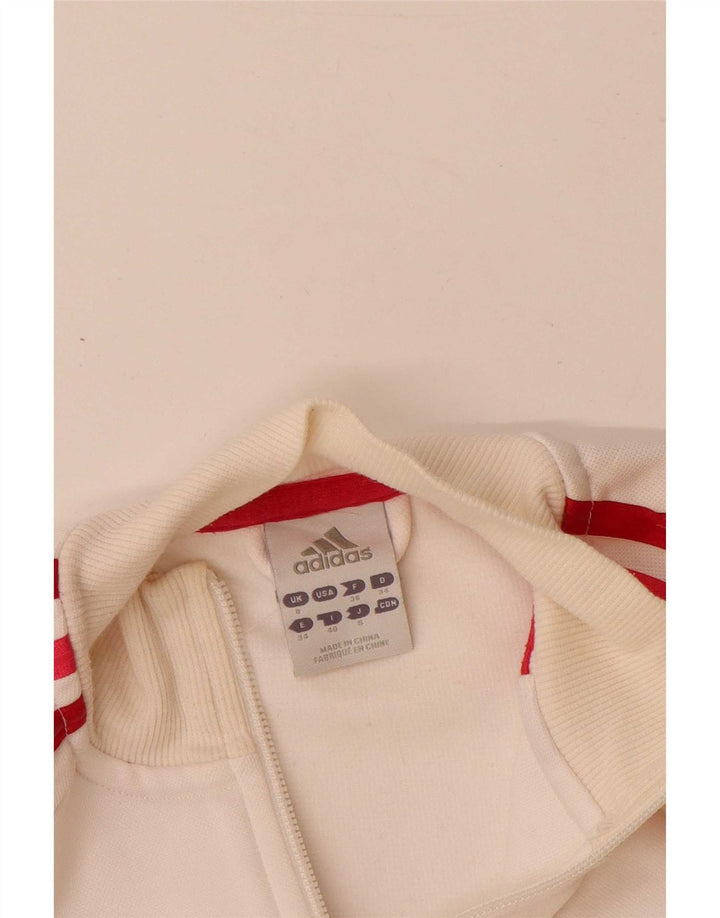 Giacca da ginnastica grafica da donna Adidas UK 8 Small in poliestere bianco sporco
