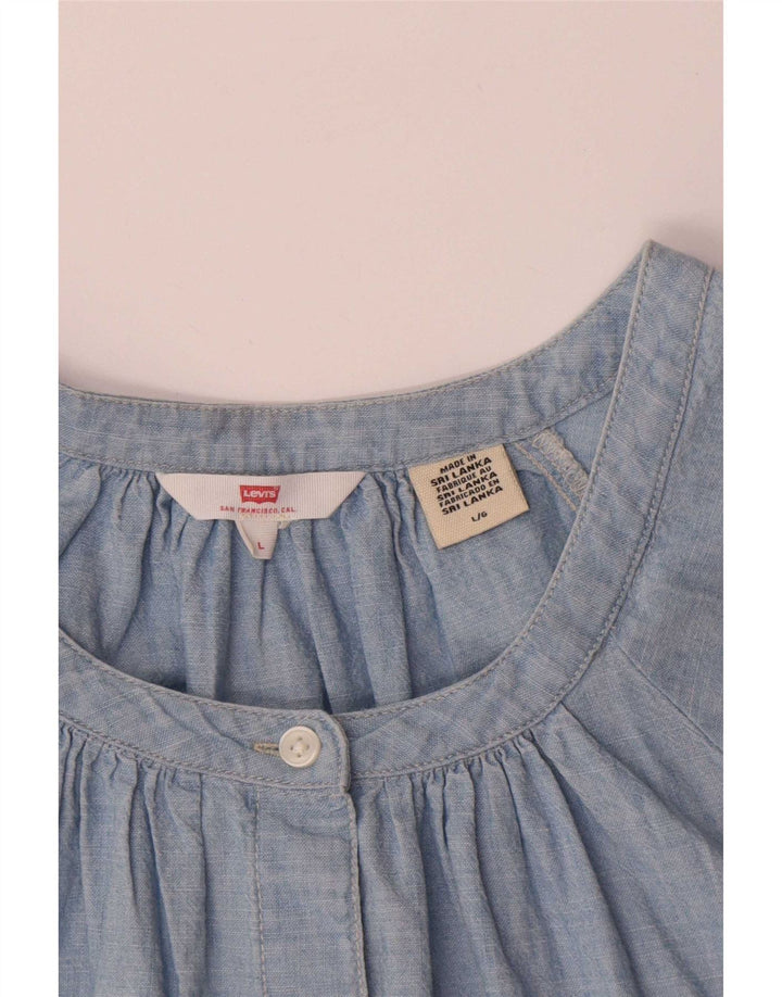 Camicetta camicia oversize da donna Levi's UK 16 grande cotone blu