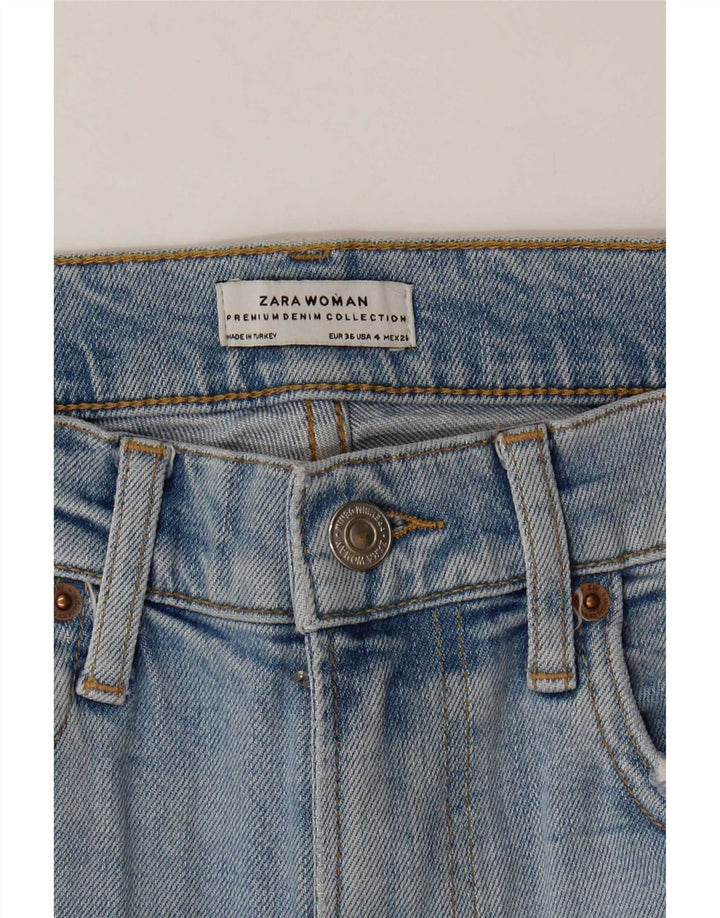 Pantaloncini in denim invecchiato Zara da donna EU 36 XS W26 Blu